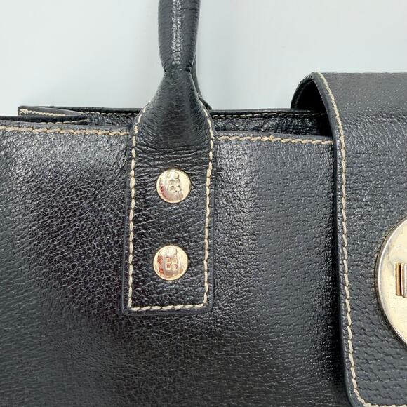 Vintage Kate Spade Black Shoulder Bag Purse Gold Hardware Striped Interior - Picture 9 of 16